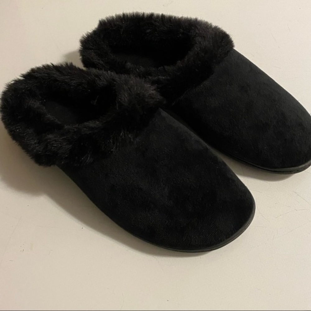 CharterCub‎ Slippers Women’s Size Large 9-10 Black Slip On Faux Fur